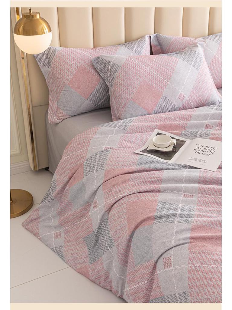 Duo Xi Ai Mei Autumn/Winter Sanded Cotton Bedding Set: 4-Piece Embroidered Quilt Cover, Bed Sheet Gift Set