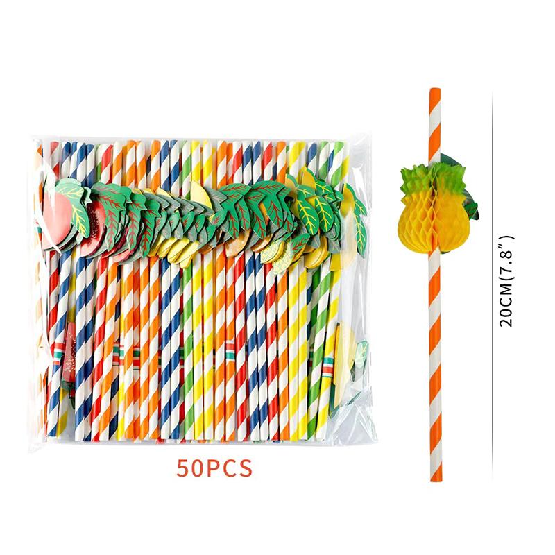 50 Stück/Lot 20 cm 3D Fruchtcocktail-Strohhalme Papierstrohhalme Schirm Trinkparty Bar Dekoration Partyzubehör Farbe Sortiert