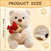 30cm Teddy Bear Plush Toy with Rose Bouquet and Hat, Romantic Valentine's Day Birthday Gift for Women Girls, Decoration Doll (Beige)