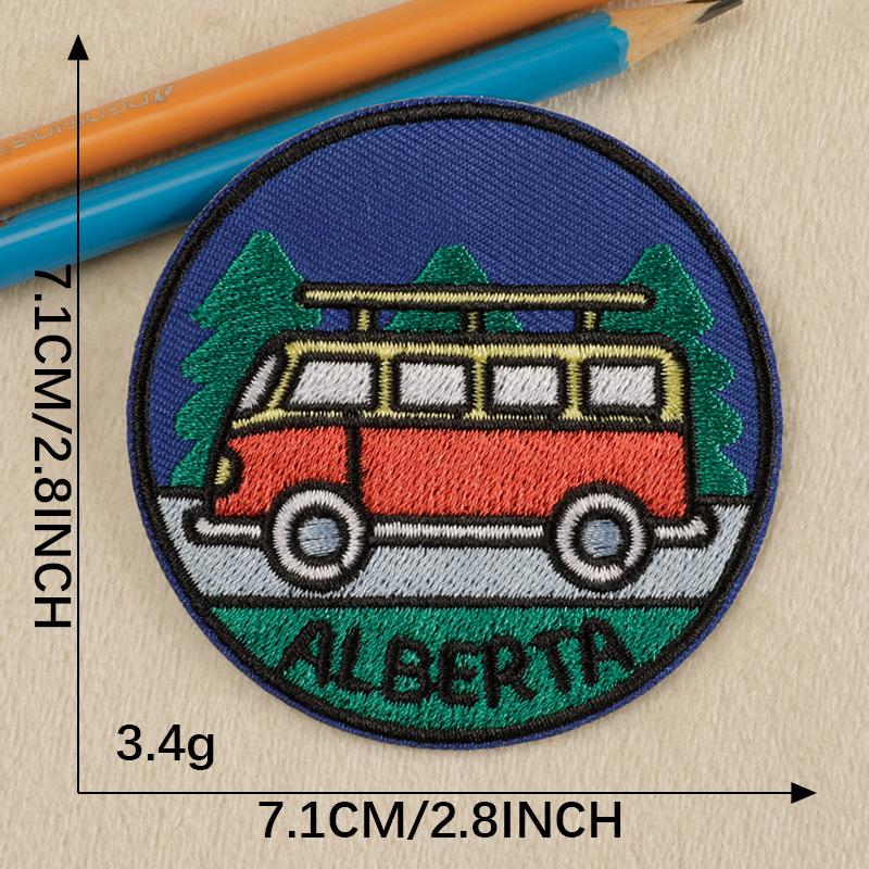 Round Badge Camping Series Iron-On Embroidered Patch for Clothing Accessories