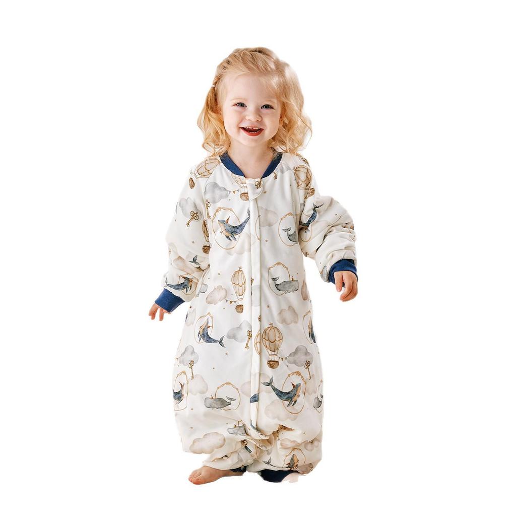 Quilted Baby Sleeping Bag with Removable Sleeves for Autumn/Winter, Split-Leg Design, Anti-Kick, Class A Warmth