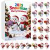 2025 Snowman Advent Calendar for Kids 24-Day Christmas Countdown Box with Acrylic Ornaments Multifunctional Holiday Decoration