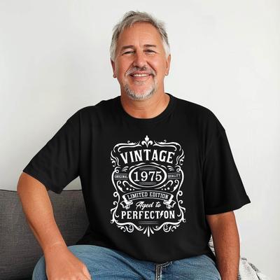 50th Birthday Vintage Shirt for Men Vintage 1975 Shirt Aged To Perfection Graphic Tee 50th Birthday Gift