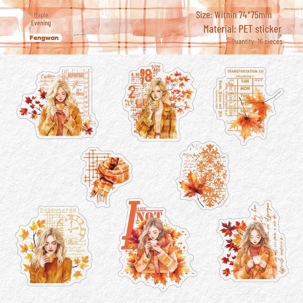 Curated Retro Winter Story Decorative Stickers – 16 Sheets for DIY Journals