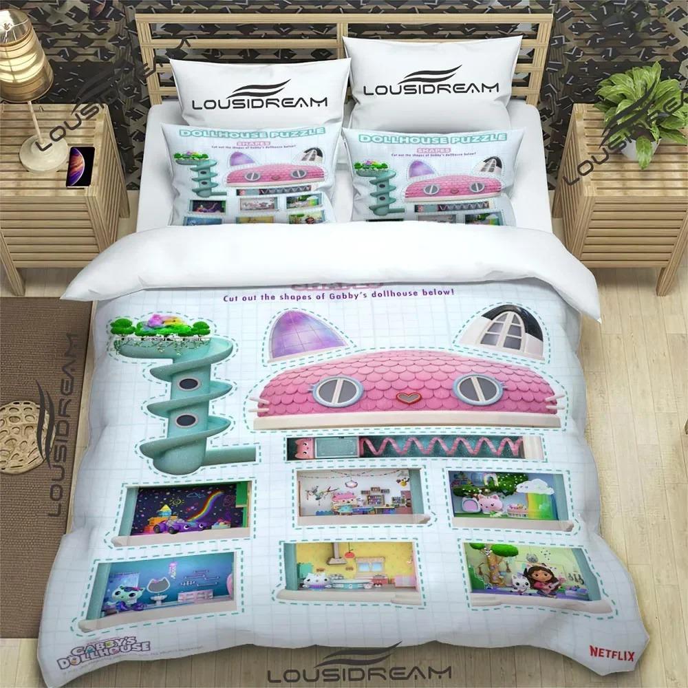 Cartoon Gabby'S Dollhouse Bedding Set For Bedroom Soft Bedspreads For Bed Linen Comefortable Duvet Cover Quilt And Pillowcase