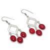 Italian Red Coral Gemstone 925 Sterling Silver Jewelry Earring 2.29" KJ-793