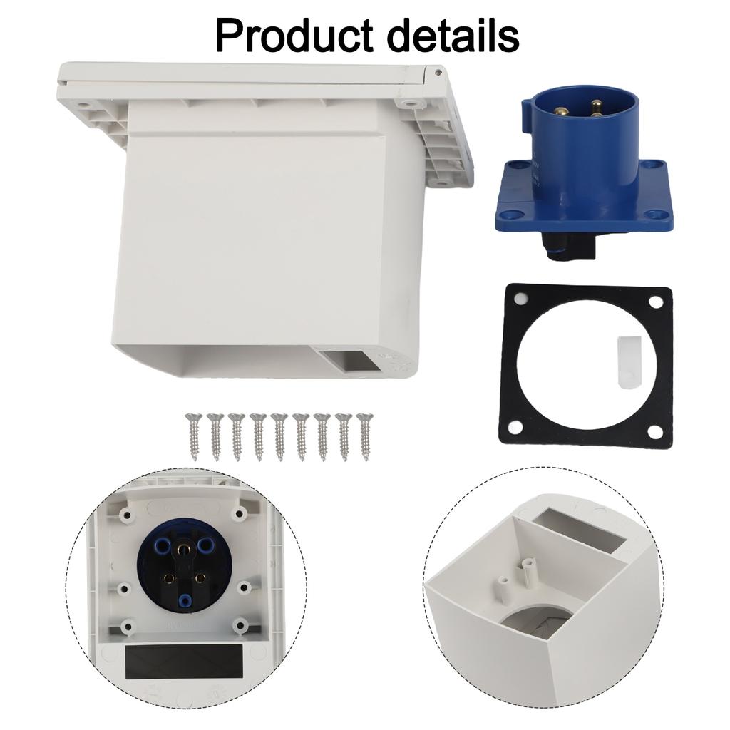 1pcs Waterproof Socket RV Modification Accessories 16A23A External Socket Waterproof Socket 220V-250V Embedded Socket
