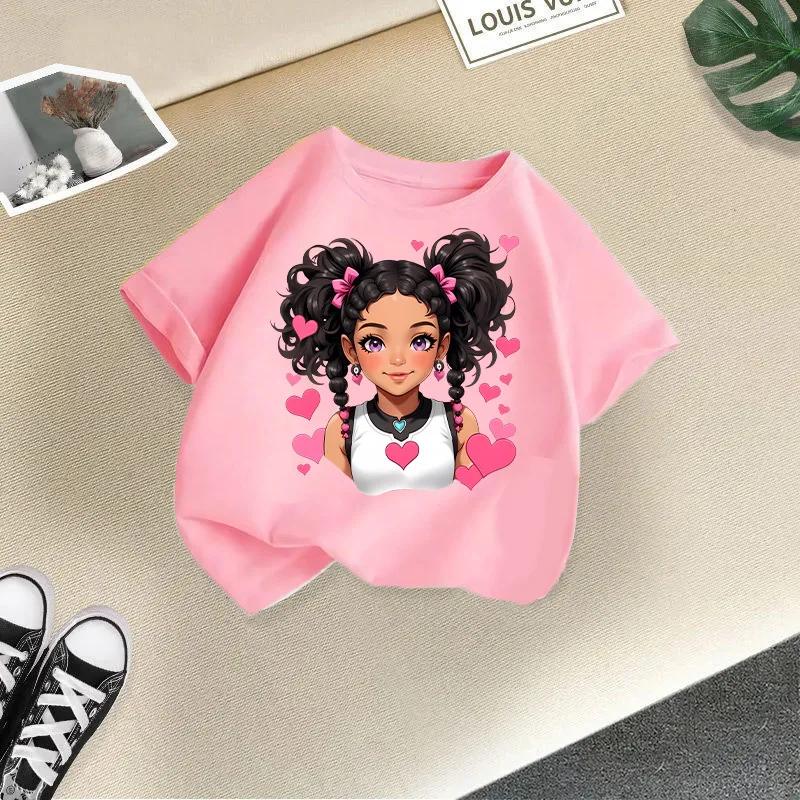 New Children Cute Girl Cartoon Printed T-shirt Girls Short Sleeve New Fashion Summer Children's Wear Creative Clothing