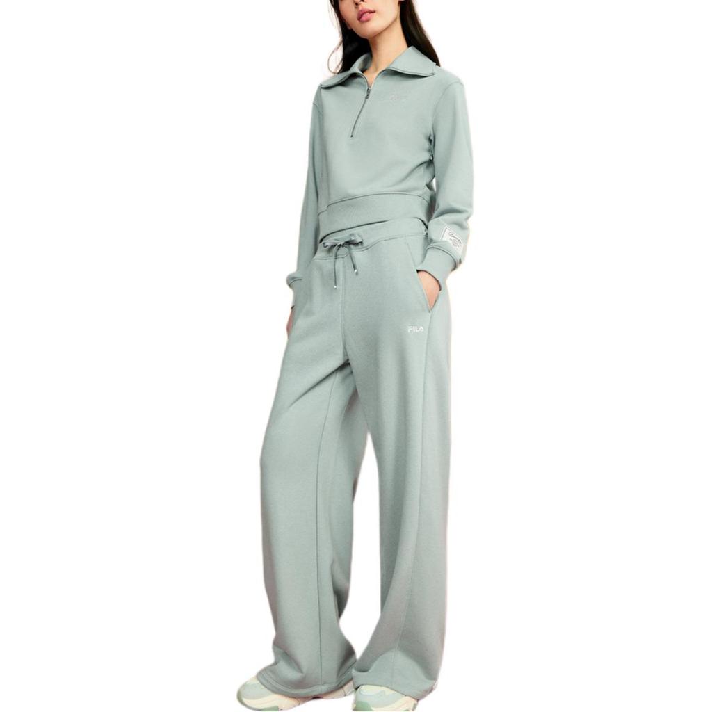 FILA Original Series Fashion American Comfortable Loose Sweatshirt Women sweatshirt Chaos-Grey-Green F11W439212F-GN