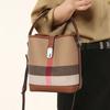 Klassische karierte Leinwand Patchwork Leder Umhängetasche Luxus High-End Crossbody Tonne Tasche für Damen