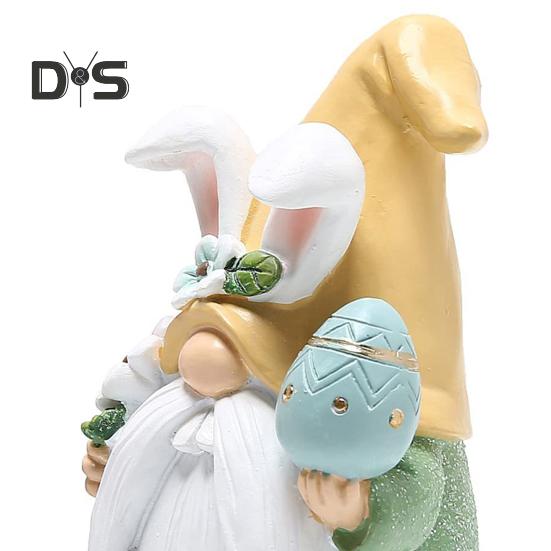 Easter Bunny Ear Gnome Figurine Colorful Egg Faceless Elf Dwarf Resin Statue Sculpture Home Office Desktop Decoration Ornament