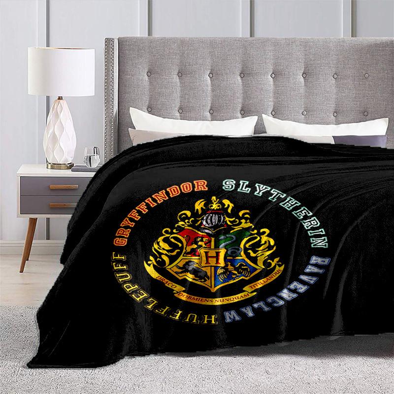 1pc Hogwarts House Crests Cartoon Blanket,Portable Throw for Travel & Camping, All Season Cozy Blanket,Ideal Gift