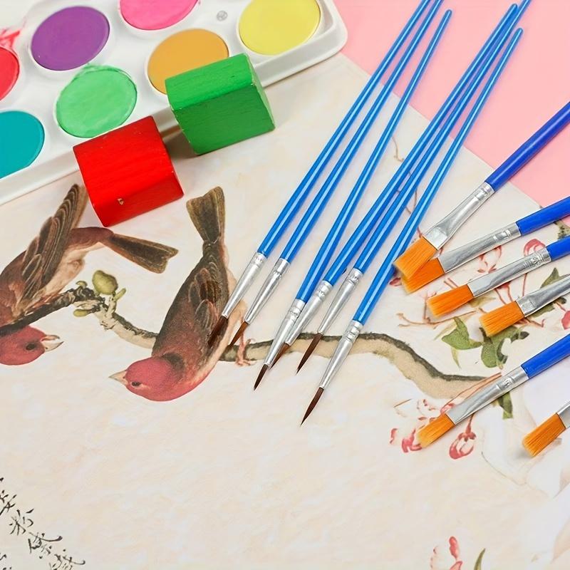 10-teiliges Malpinsel-Set, Kunstpinsel, rund, flaches Haar, Nylonhaar, Malerstift für Öl, Acryl, Aquarell, Schule, Kunstbedarf