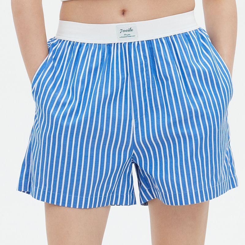 Contrast Color Design Pure Cotton Stripe Summer Men's Shorts Pajama Pants Home Pants Loose Thin Air Conditioning Pants Arro Pants