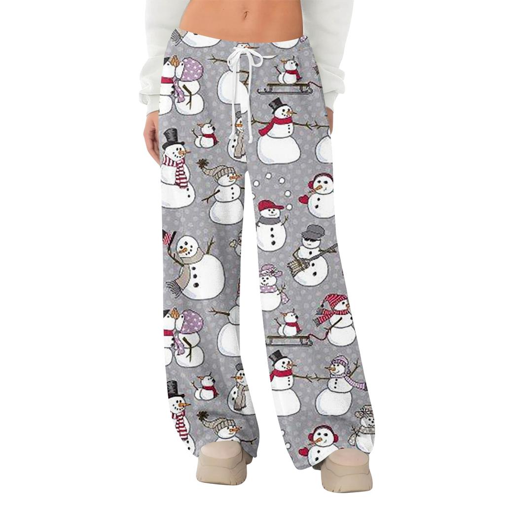 Women's Fleece Wide Leg  Elastic Waist Drawstring Loose Pants Drawstring Pajama Pants Sleepwear Trousers