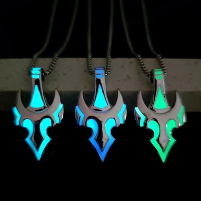 Titanium Steel Cow Helmet Pendant Luminous Necklace Boys Jewelry Long Sweater Chain Ladies Necklace Alloy