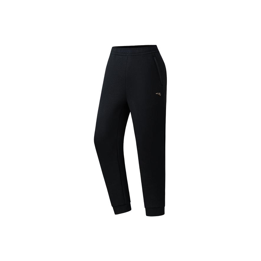 Anta Simple Comfortable Solid Color Mid Waist Tapered Versatile Knitted Sports Pants Women Bottoms 162537322N-2