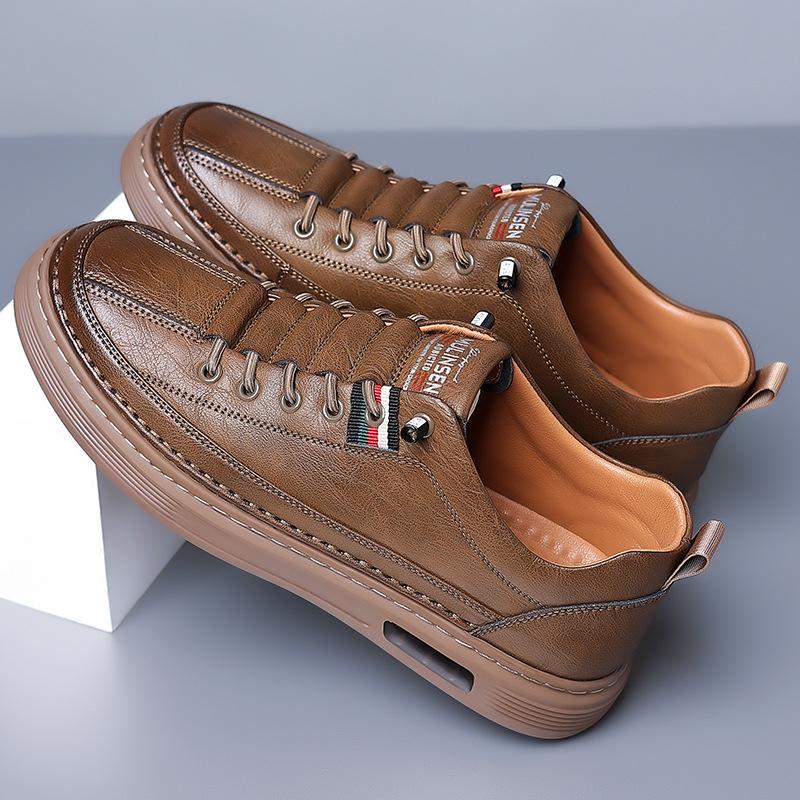 Spring Autumn New Styles Of Men's Handmade Casual Leather Shoes For Men's Genuine Leather Breathable Youth Trendy Shoes For Men