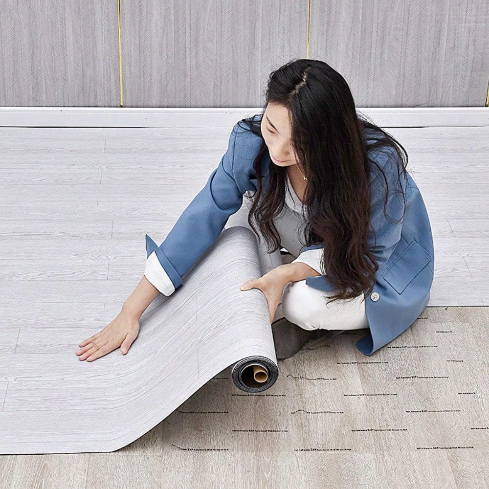 

Утолщенные напольные наклейки с текстурой дерева, кухонные, противоскользящие, водонепроницаемые для ванной, напольные, износостойкие, наклейки для гостиной, подарки 40cm&300cm серый