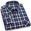 Oversized S~6XL Men's Plaid Shirt Long Sleeve Autumn Spring Soft Standard Fit 100% Cotton Brushed Outerwear Casual Man Clothing