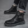 Men's Boots Autumn/winter 2025 Men's Boots Korean Version High Top Casual Lace Up Round Toe Comfort Artificial Leather Shoes