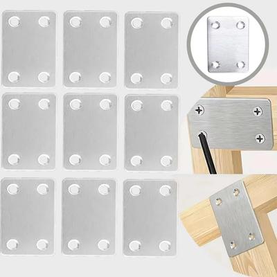 Stainless Steel Right Angle Bracket, Straight Four Hole Fixed Angle Bracket, Furniture Fasteners, Wood, Shelves, Cbinets