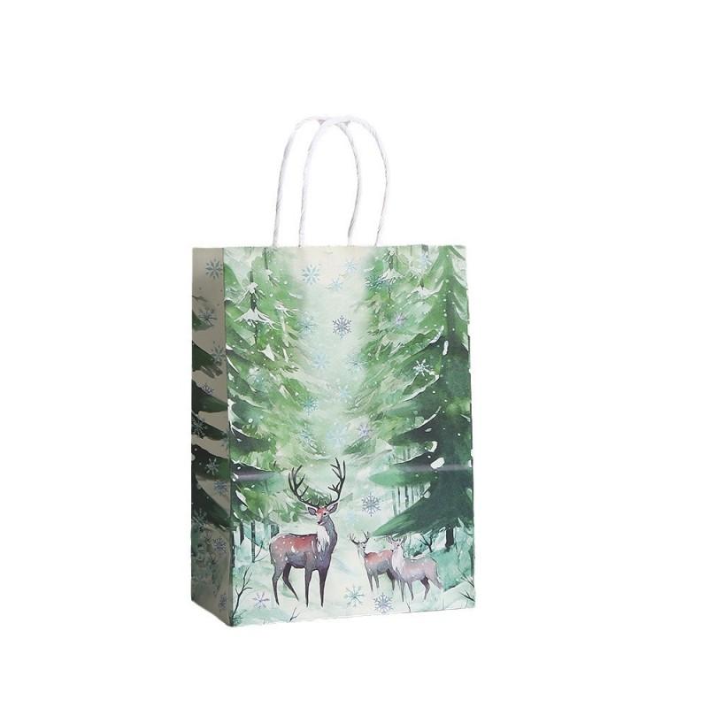 Eco-Friendly Kraft Paper Gift Bag With Floral Print Handheld Christmas Wedding Favors