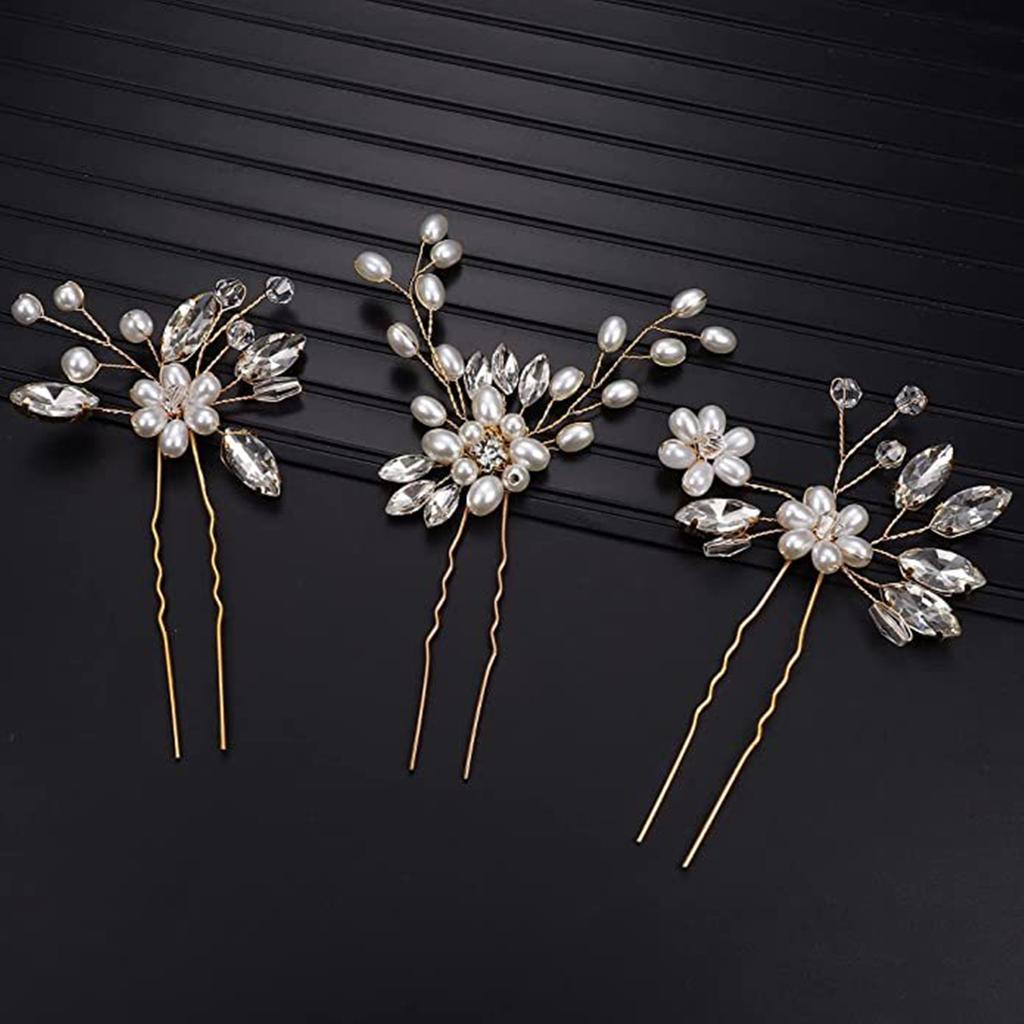 3Pcs Bridal U-shaped Pin Metal Barrette Clip Hairpins Rhinestone Wedding Hairstyle Design Tools Women Wedding Hair Accessories