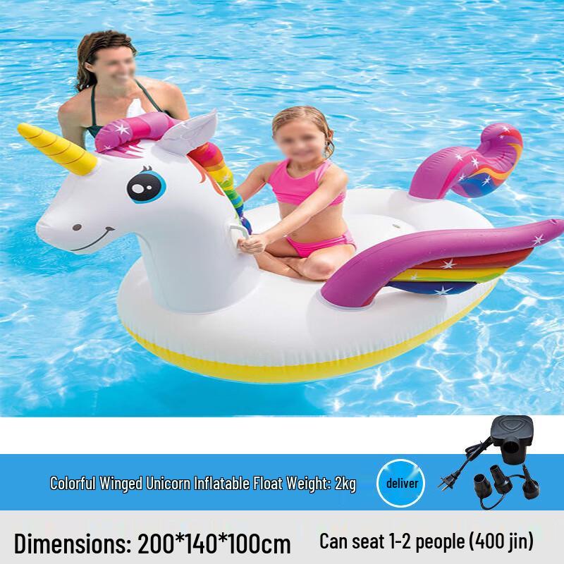 Inflatable Rainbow Winged Unicorn Pool Float