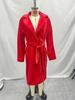 2024 Autumn/Winter Women's Fashion Elegant Tie-Waist Turn-Down Collar Plush Long Coat