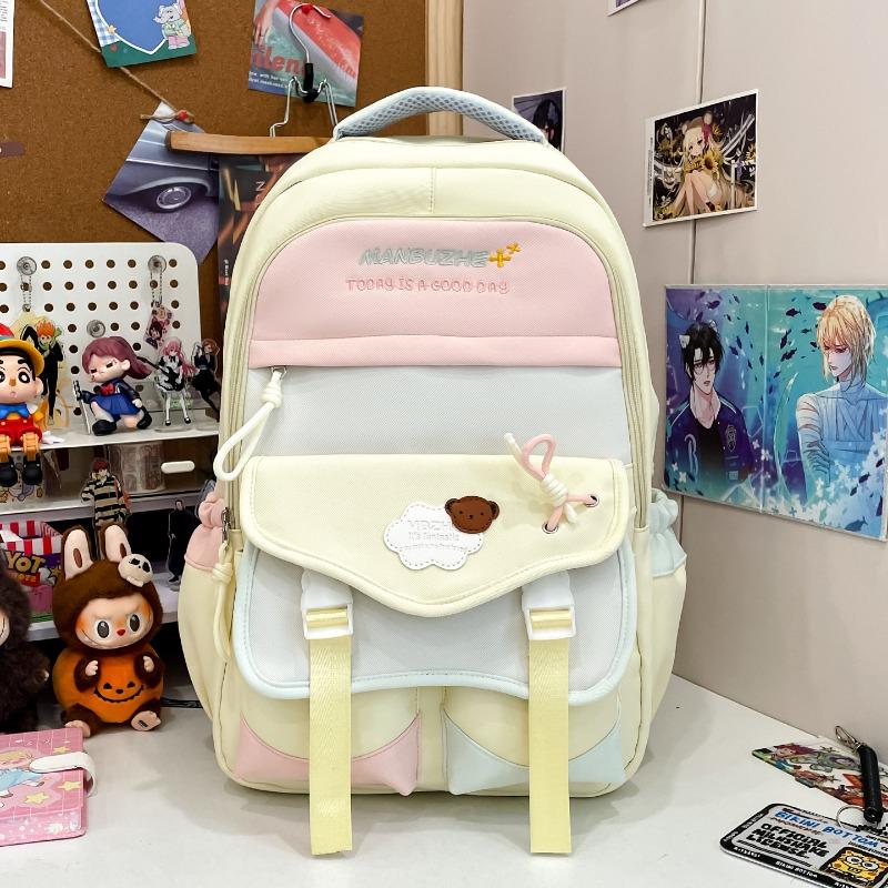 New high-value, fresh and sweet backpack, color-contrasting splicing large-capacity backpack for junior and high school students