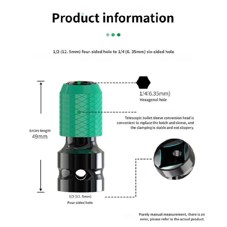 Multifunction Heavy Duty Impact Wrench Adapter Feature Quick Detachable Mechanism Improves Tool Stability 12.5mm-6.35mm
