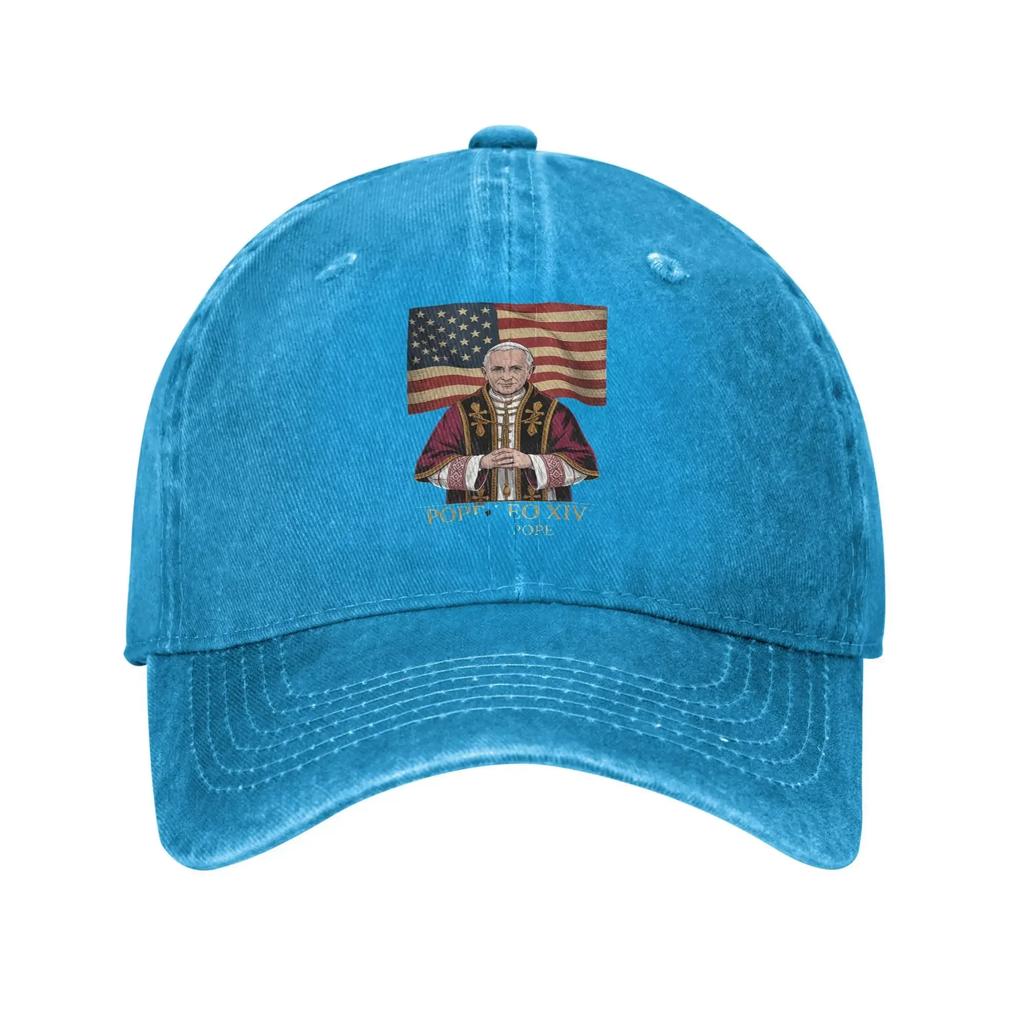 Vintage God Bless Pope Leo Baseball Caps Men Women Distressed Cotton Headwear American Outdoor Workouts Unstructured Soft Cap