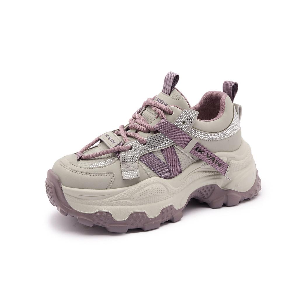 Spring New Rhinestone Platform Dad Shoes Women's Height Increase Small Sports and Leisure Shoes Versatile