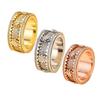 Finger Band Adjustable Anti-Anxiety Fidget Ring Stainless Steel Cubic Zirconia Inlaid Rotating Design Meditation Ring