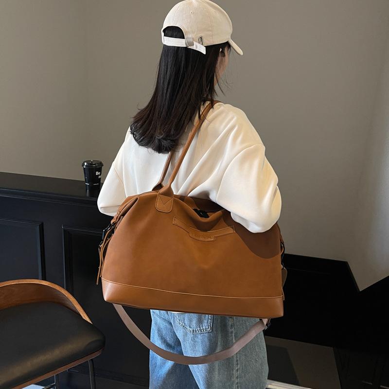 Casual Solid Travel Tote Bag 2025 High Quality Leather Shoulder Bags for Women Large Capacity Fashion Commuting Crossbody Bags