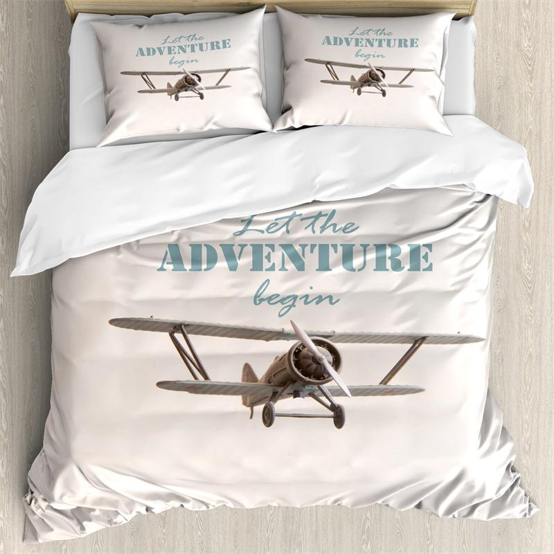 Adventure Duvet Cover Marine Theme Adventure Motivational Words Bedding Set With Pillowcase Full King For Kids Adults Room Decor