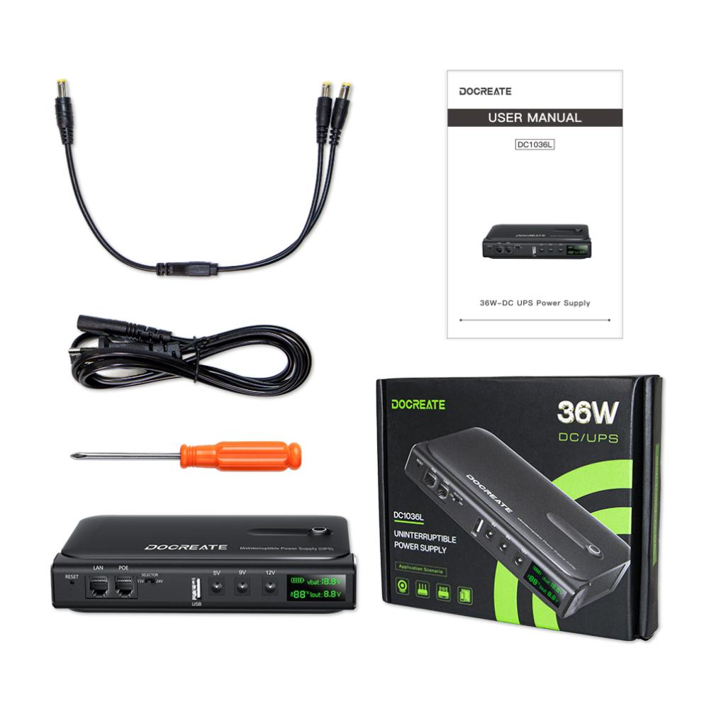 AC85 - 265V 36W UPS Uninterruptible DC Power Supply DC1036L 5V 9V 12V 24V Router Optical Cat Monitor Backup Charger Cell Phone