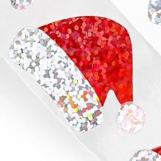 2 Rolls Christmas Hat Stickers 1000 Pcs Glitter Red Santa Hat Stickers Waterproof Self-Adhesive Seal Decals