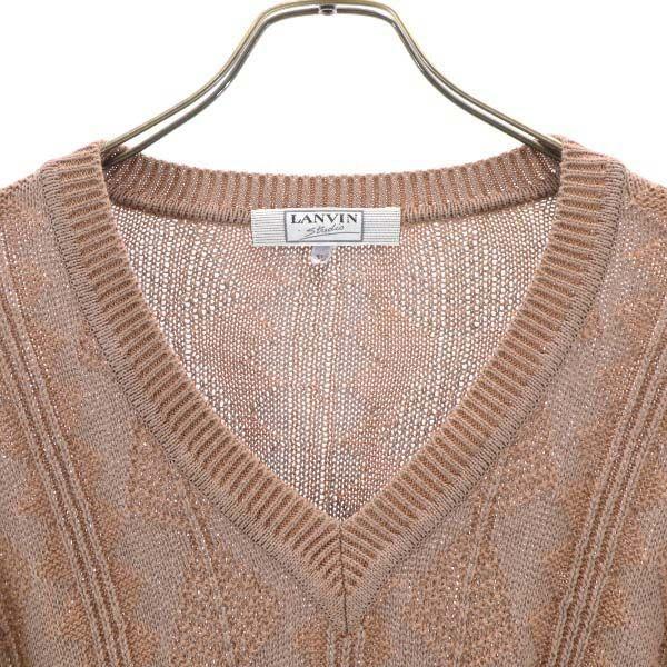 Lanvin Overall Handle Long Sleeve V Neck Sweater 50 Brown Knit Men's Used