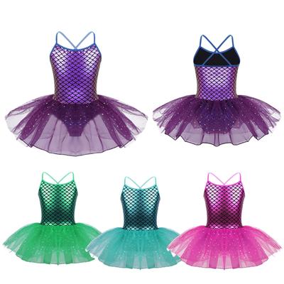 Dětské Dívky Kostým Mořská víla s třpytkami Špagety Ramínka Šupiny Vzor Tištěný Balet Taneční Gymnastika Trikot Šaty Tutu