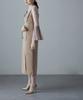 Pleated Bell Sleeve M [etoll] I-line Dress, One-piece, Wedding, After-party, Formal, Beige,