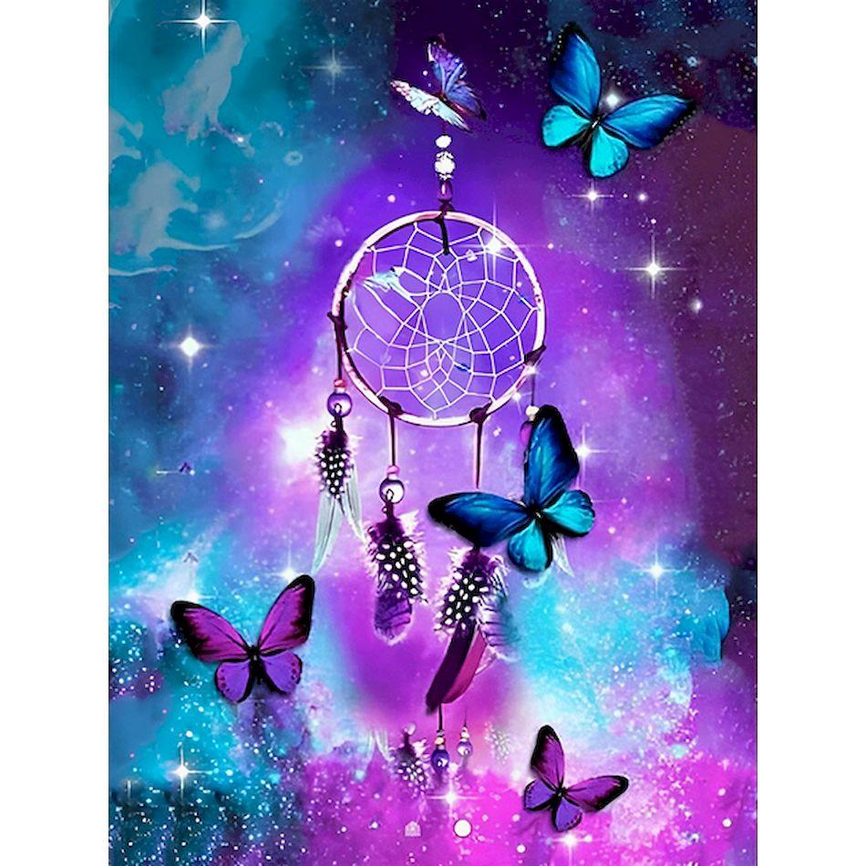 

CHENISTORY 5D DIY Diamond Painting Butterfly Dream Catcher Cross Stitch Kit Full Drill Round Embroidery Mosaic Picture Of Rhines Full Round 30x40cm