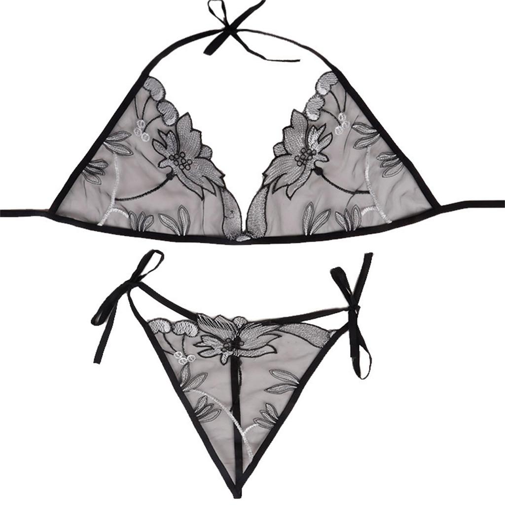 Sexy Lingerie Top and Bottom Triangle String Set [LIKENNY] Set, Sheer, See-through Bra, Women's Underwear, Panties, Non-Wired, Ribbon, Lace, Bra,