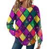 Women's Fashion  Loose Long Sleeve Carnival Print  Round Neck Casual Top