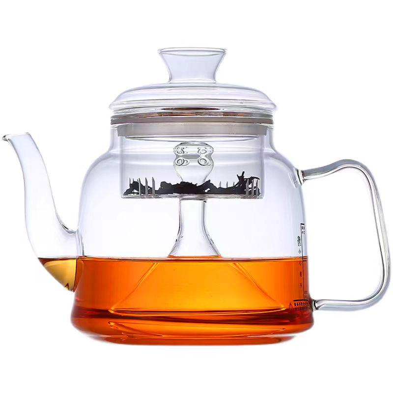 HMLOVE Heat Resistant Glass Teapot Steamed & Boiling Kettle Tea Infuser Filter High Borosilicate Chinese Teawear Pot 1200ml