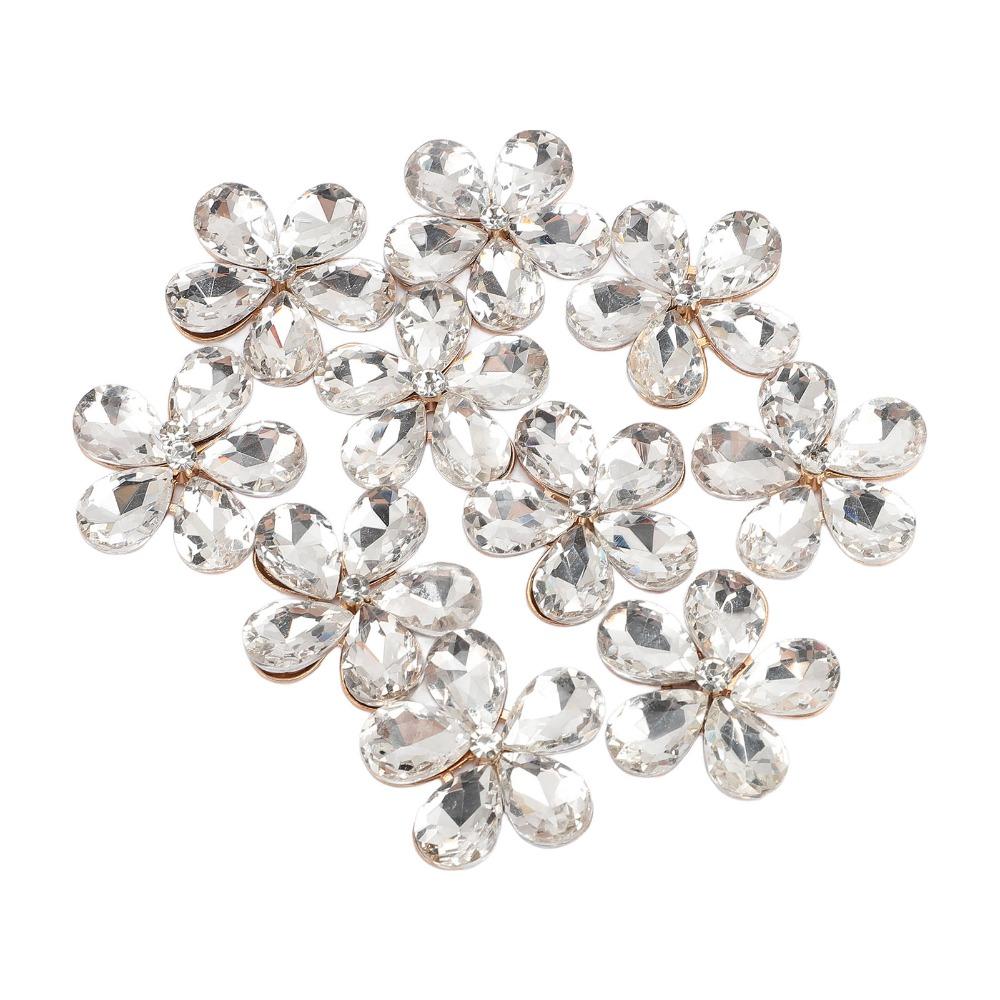 10pcs Zinc Alloy Flower Rhinestones Rhinestone Crystal Crystal Charms Flat Back Charms Beach Bag