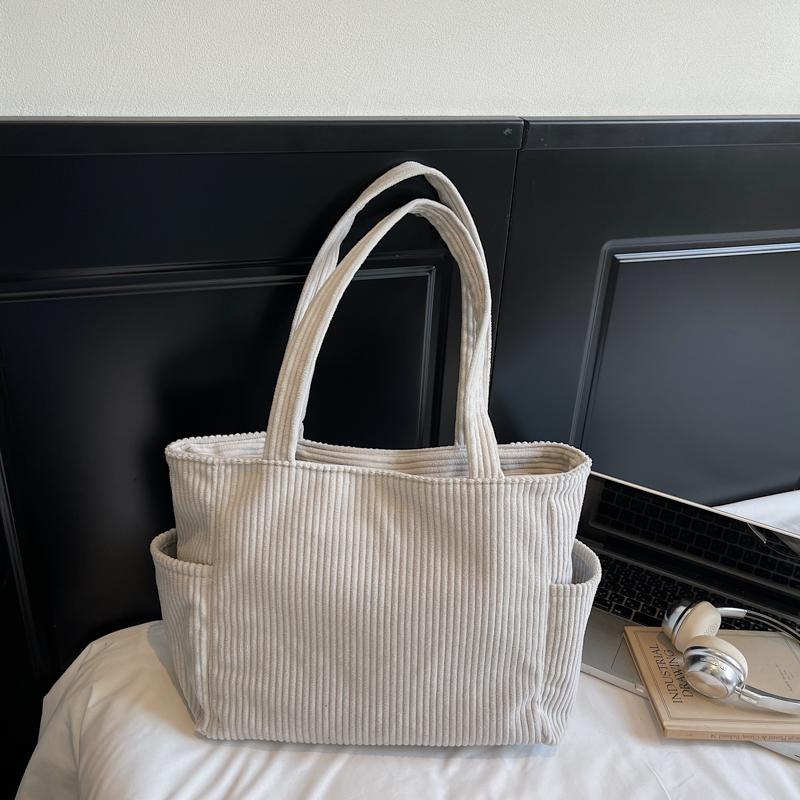 Letter Embroidered Large Capacity Tote Bag Women Shoulder Bag