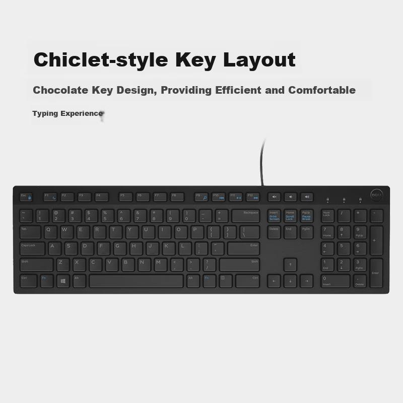 DELL KB216 Wired Business Office Keyboard Full-Size Silent USB Plug and Play Spill-Resistant Keyboard for Laptop Desktop (Black)