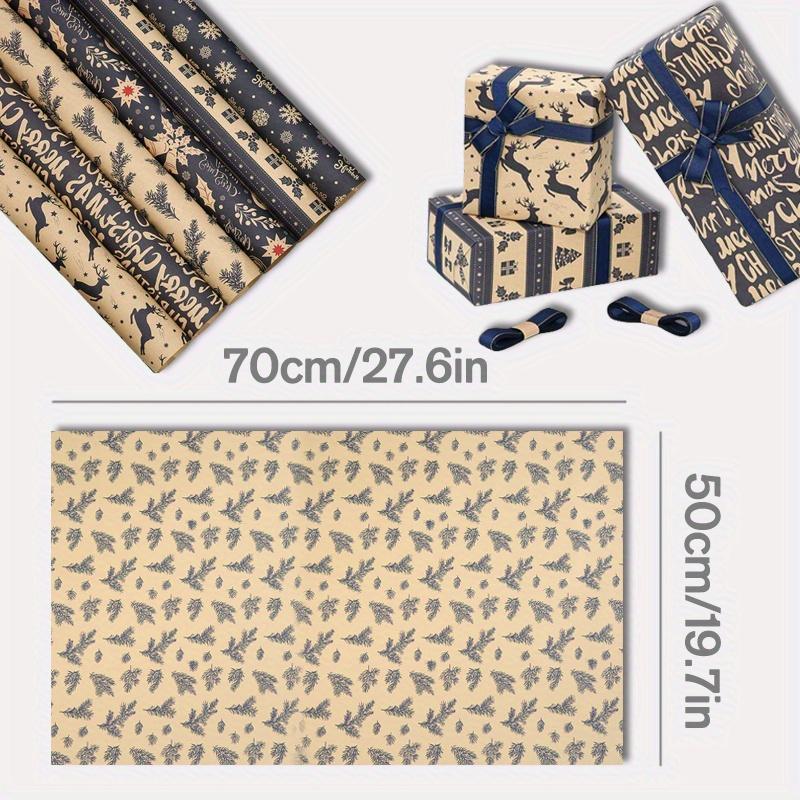 6pcs Christmas Wrapping Paper Cardboard with Geometric Design Featuring Reindeer and Snowflake Patterns Gift Packaging Set